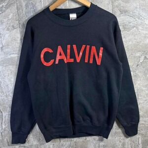Vintage 90s Calvin Klein Made in USA Black and Red Crewneck Woman's Medium retro